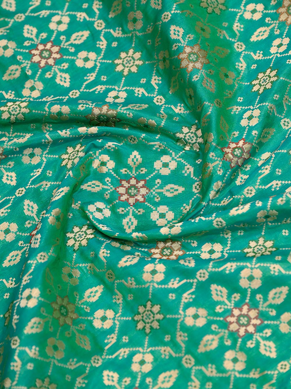 Sea Green Paithani Katan Silk Handloom Banarasi Saree - Sacred Weaves