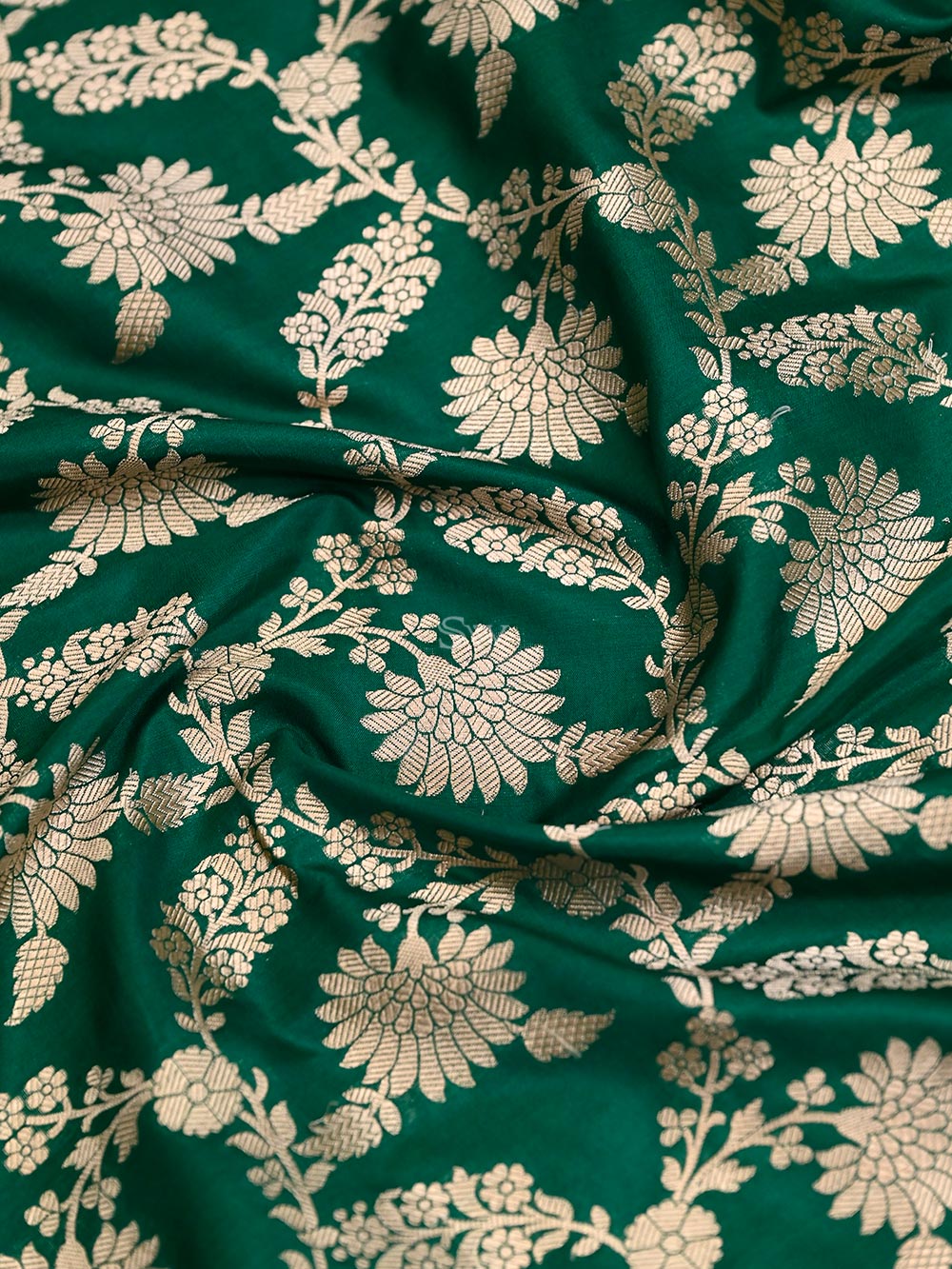 Green Uppada Katan Silk Handloom Banarasi Saree - Sacred Weaves