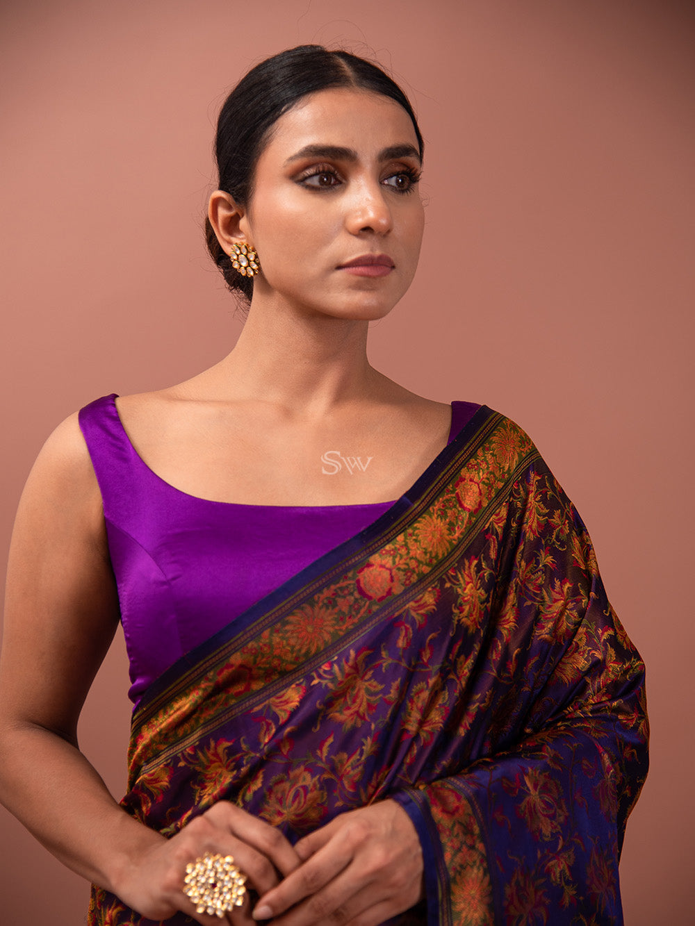 Purple Tanchoi Silk Handloom Banarasi Saree - Sacred Weaves