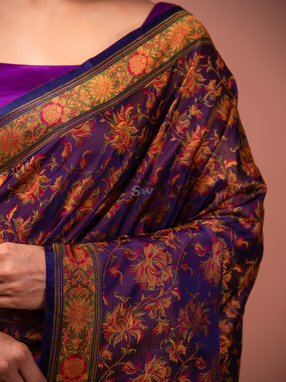Purple Tanchoi Silk Handloom Banarasi Saree - Sacred Weaves