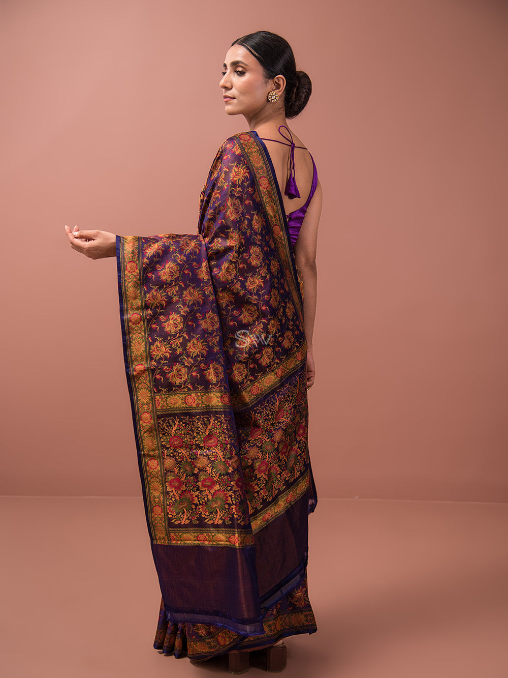 Purple Tanchoi Silk Handloom Banarasi Saree - Sacred Weaves