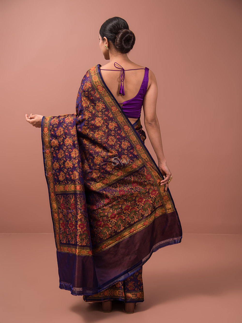 Purple Tanchoi Silk Handloom Banarasi Saree - Sacred Weaves