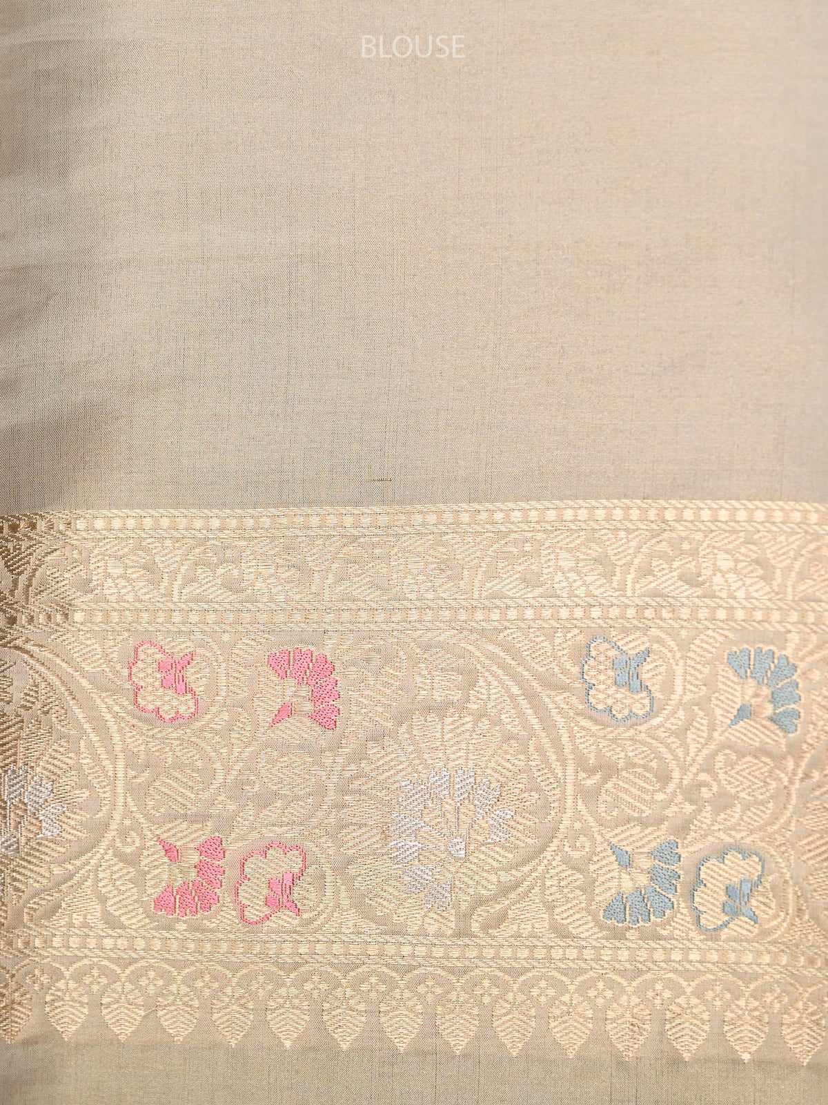 Beige Gold Meenakari Katan Tissue Silk Handloom Banarasi Saree - Sacred Weaves