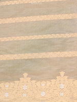 Pastel Peach Plain Katan Tissue Handloom Banarasi Saree - Sacred Weaves