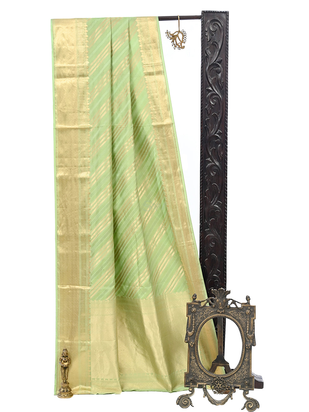 Pista Green Katan Silk Handloom Banarasi Saree