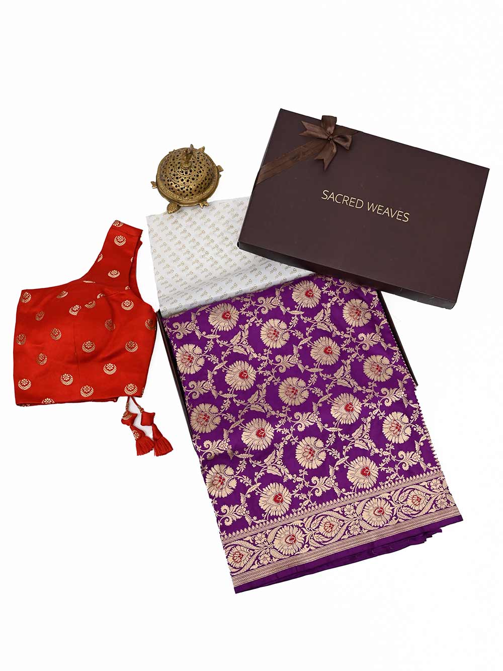 Purple Meenakari Uppada Katan Silk Handloom Banarasi Saree -  Sacred Weaves