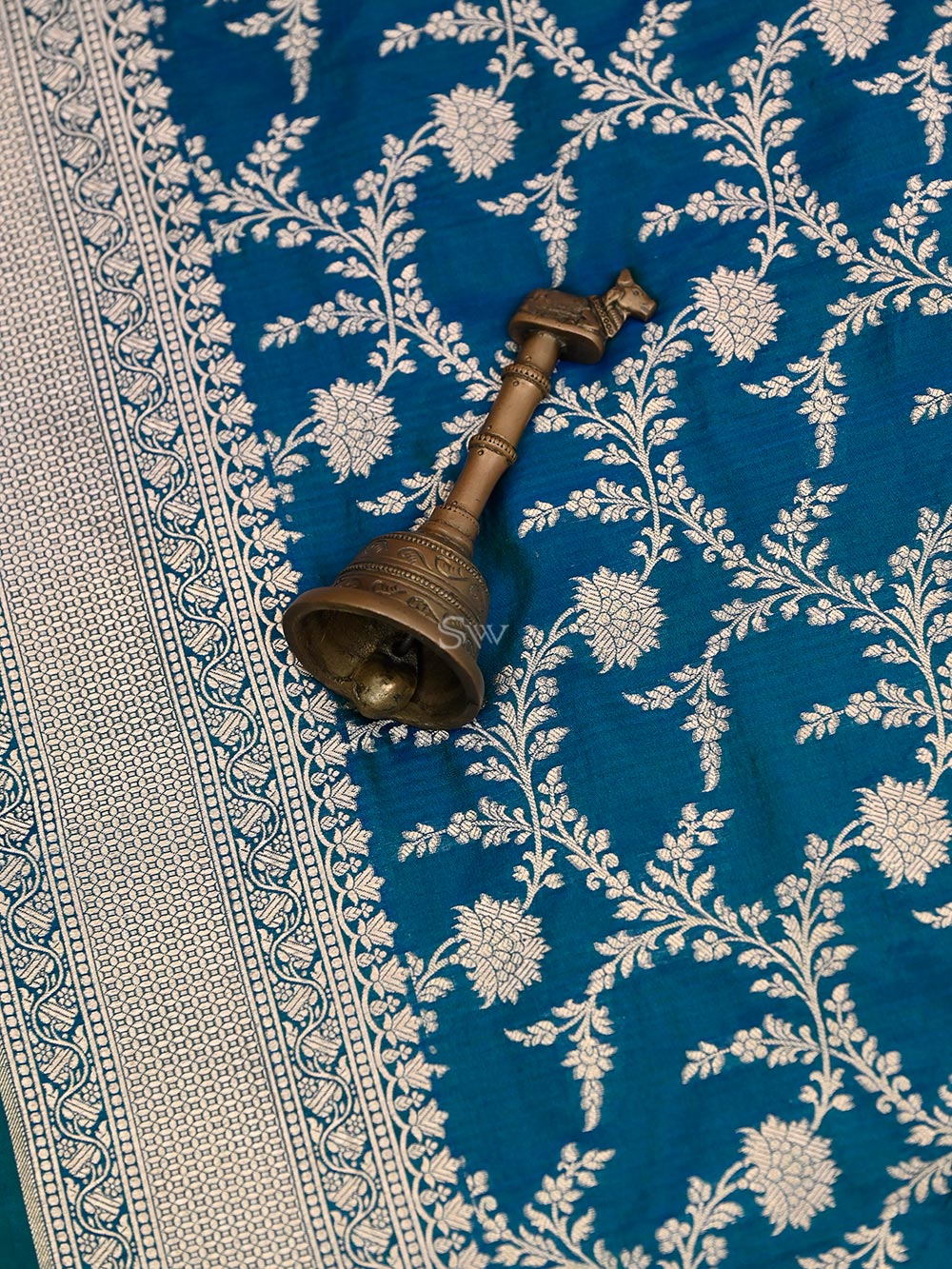 Peacock Green Uppada Katan Silk Handloom Banarasi Saree - Sacred Weaves