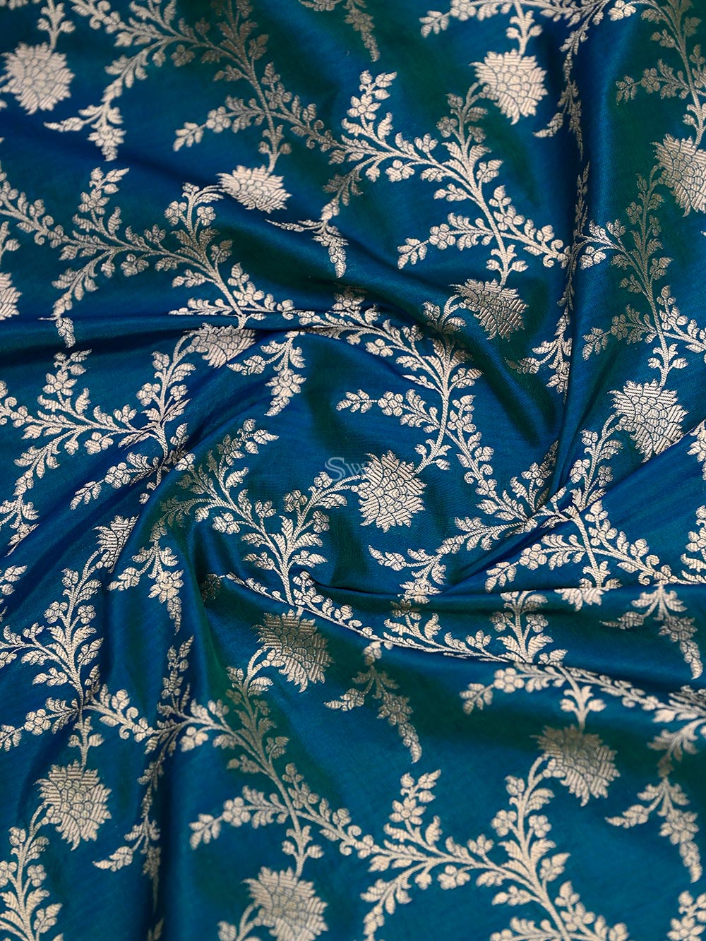 Peacock Green Uppada Katan Silk Handloom Banarasi Saree - Sacred Weaves