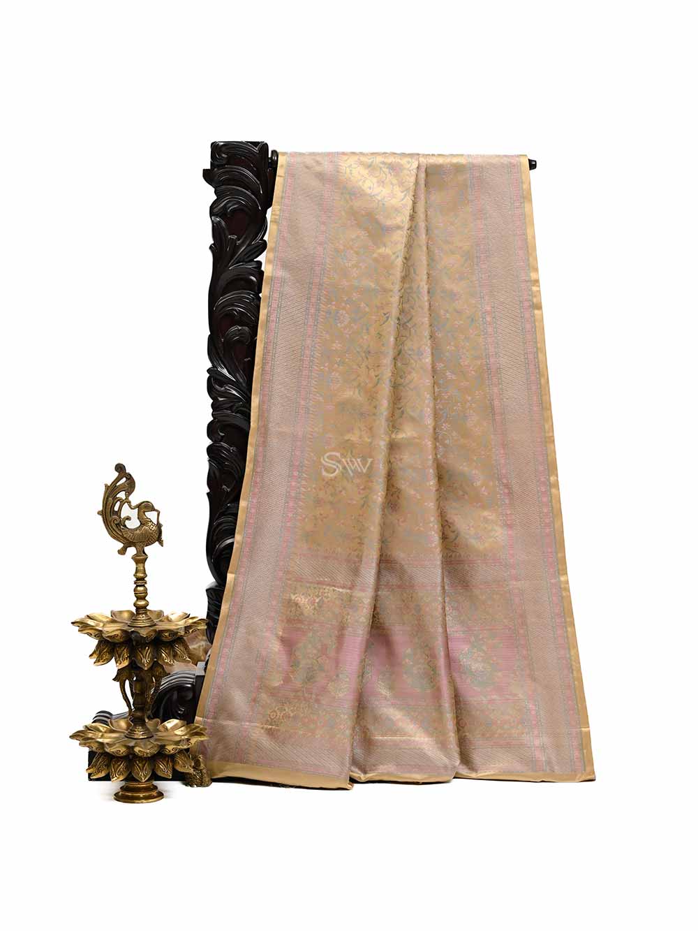 Dark Beige Tanchoi Silk Handloom Banarasi Saree - Sacred Weaves