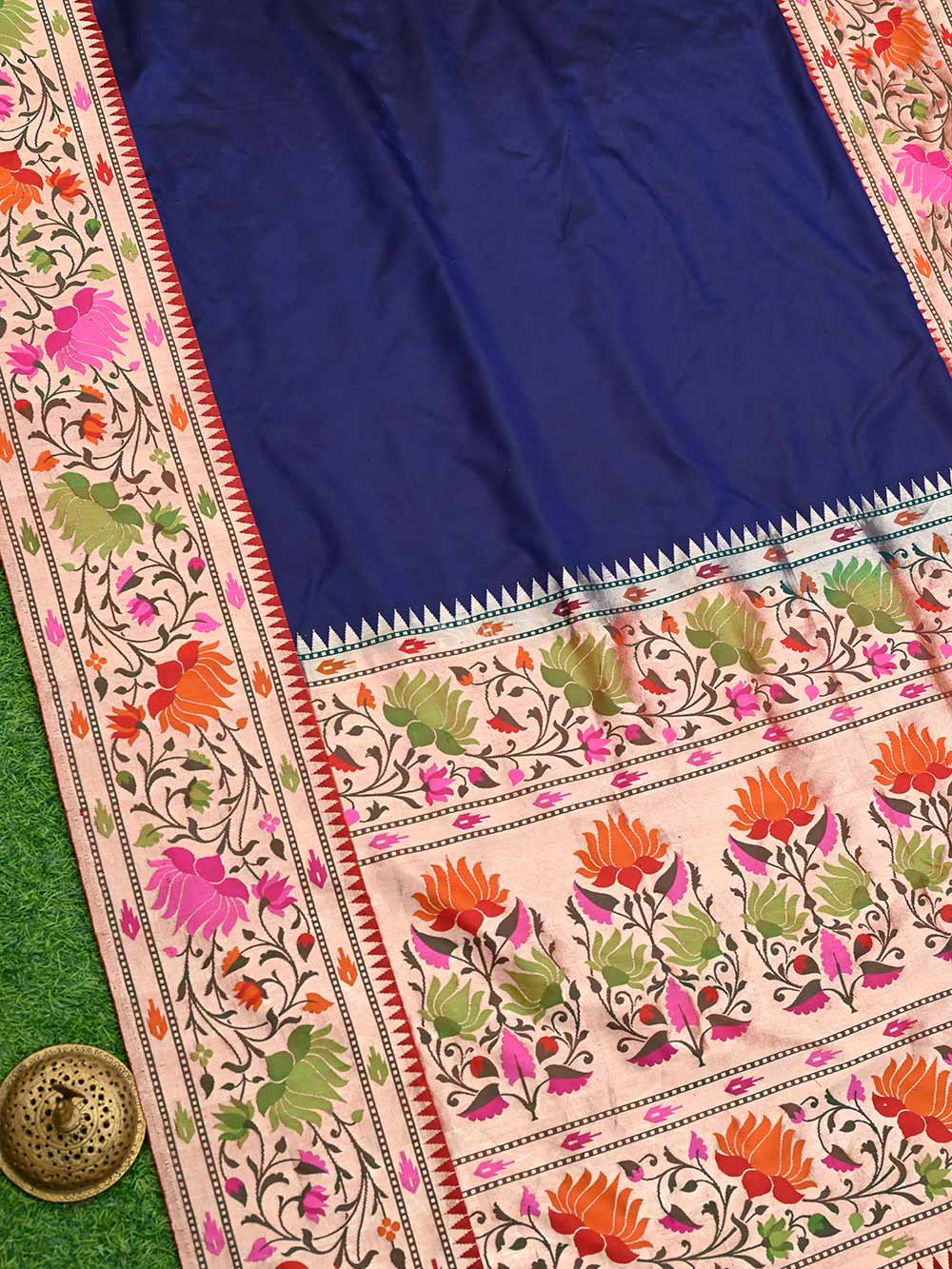 Inky Blue Paithani Katan Silk Handloom Banarasi Saree - Sacred Weaves