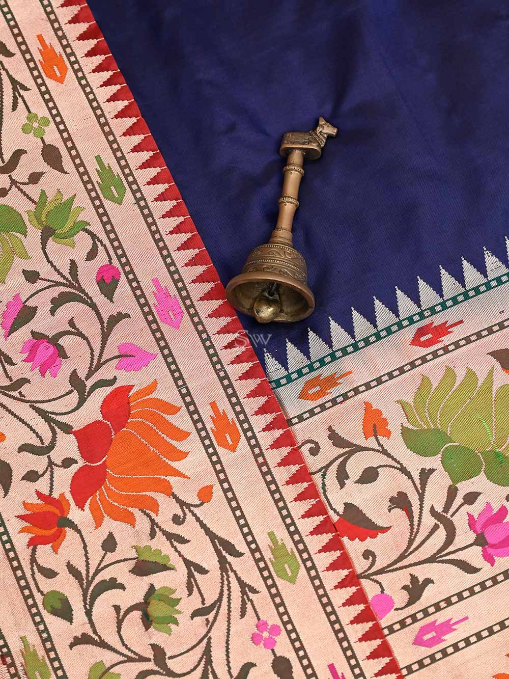 Inky Blue Paithani Katan Silk Handloom Banarasi Saree - Sacred Weaves