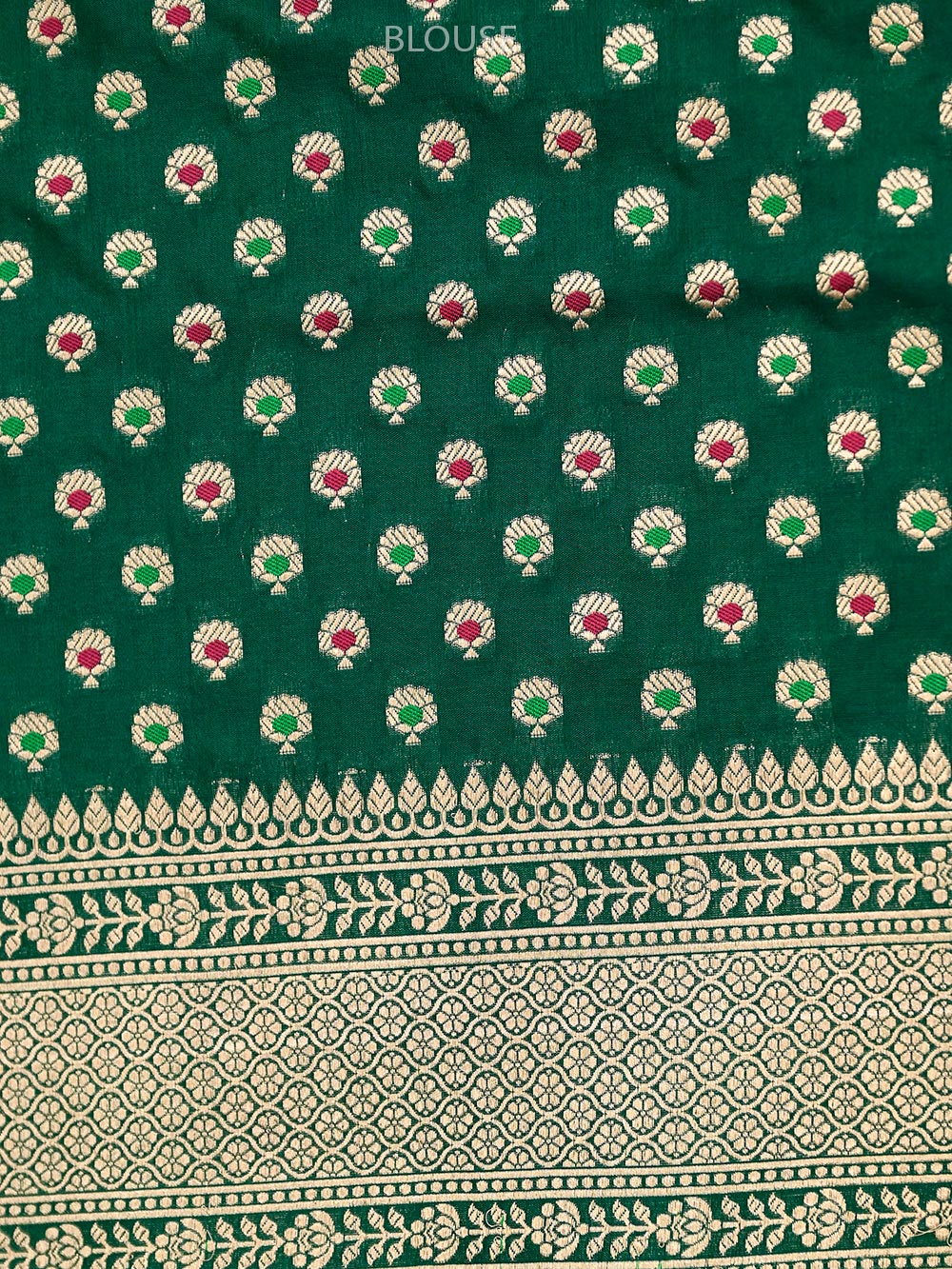 Bottle Green Uppada Katan Silk Handloom Banarasi Saree - Sacred Weaves