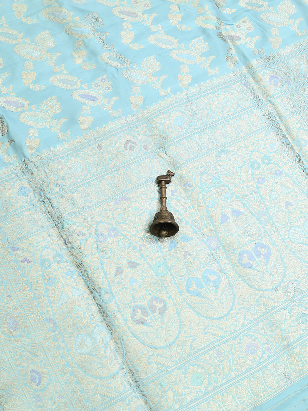 Aqua Blue Meenakari Katan Silk Handloom Banarasi Saree - Sacred Weaves