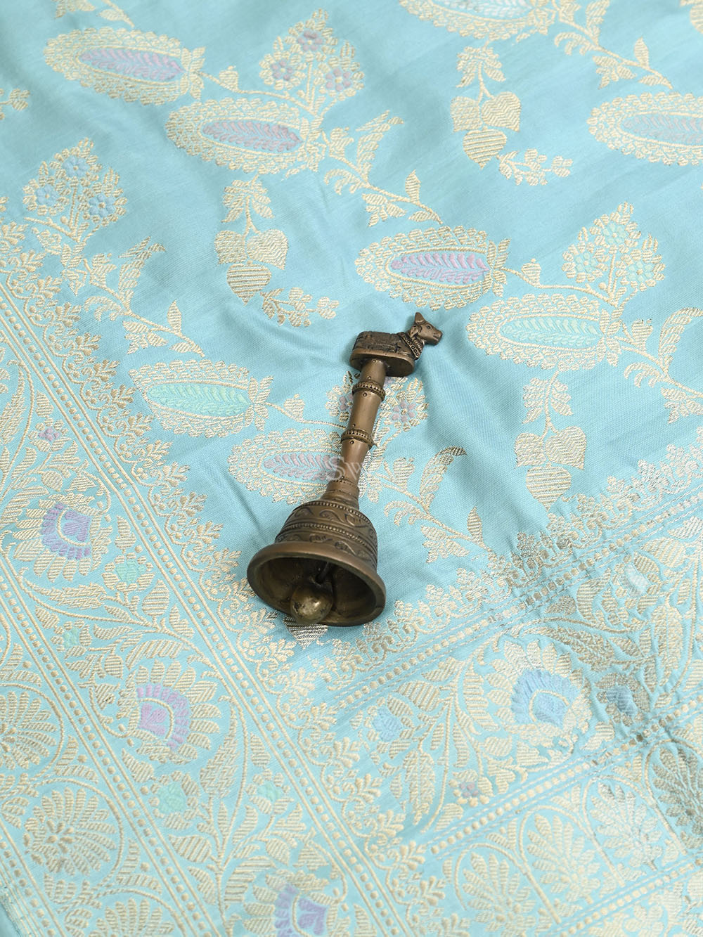 Aqua Blue Meenakari Katan Silk Handloom Banarasi Saree - Sacred Weaves