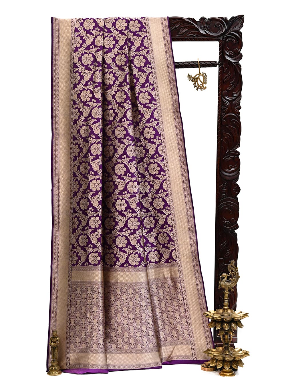 Purple Uppada Katan Silk Handloom Banarasi Saree - Sacred Weaves