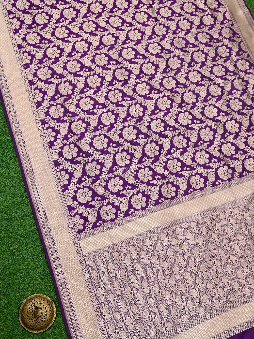 Purple Uppada Katan Silk Handloom Banarasi Saree - Sacred Weaves