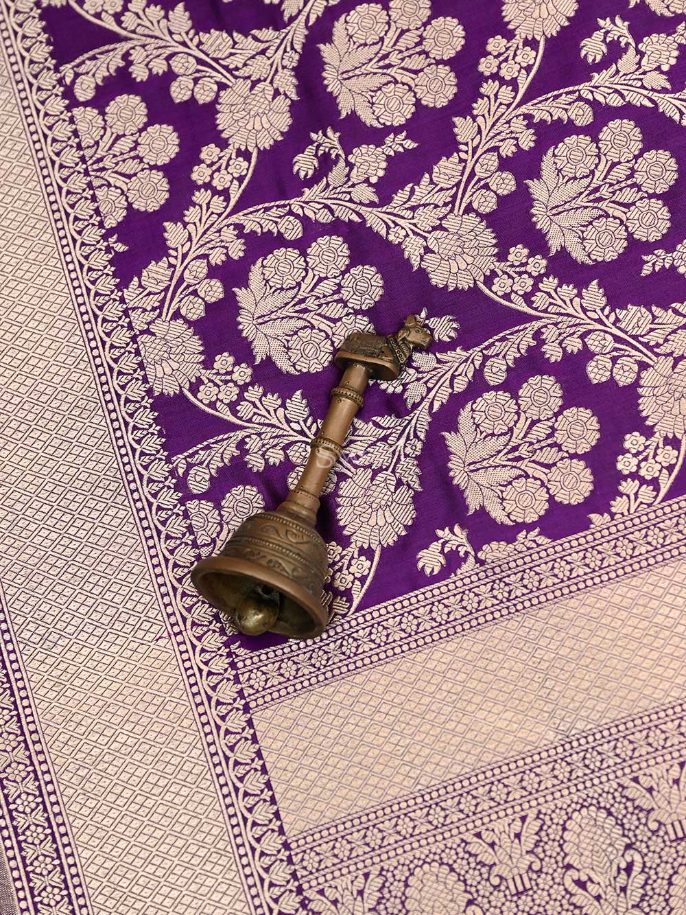 Purple Uppada Katan Silk Handloom Banarasi Saree - Sacred Weaves