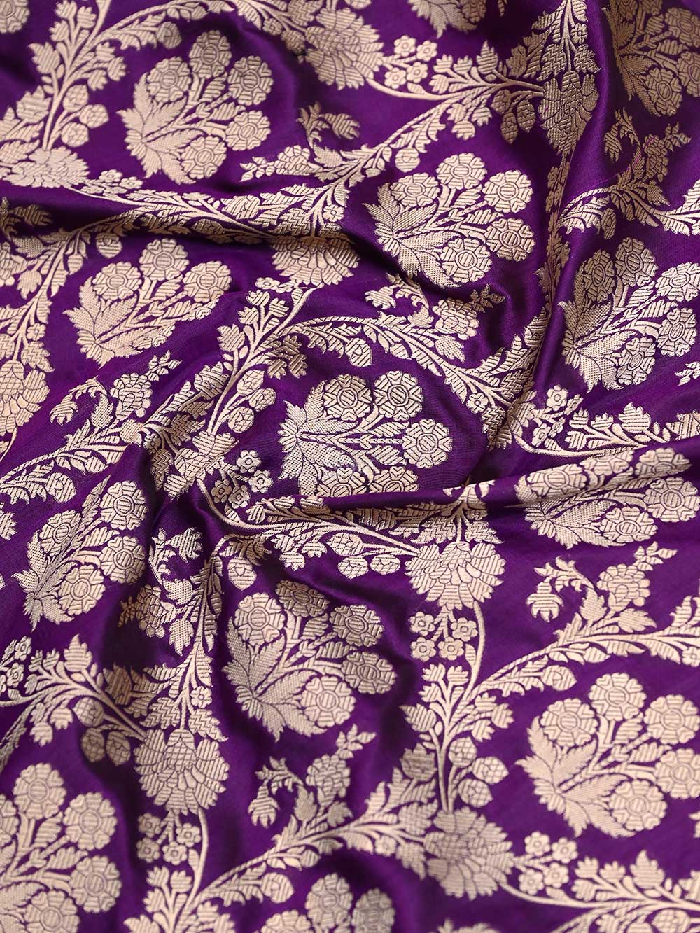 Purple Uppada Katan Silk Handloom Banarasi Saree - Sacred Weaves