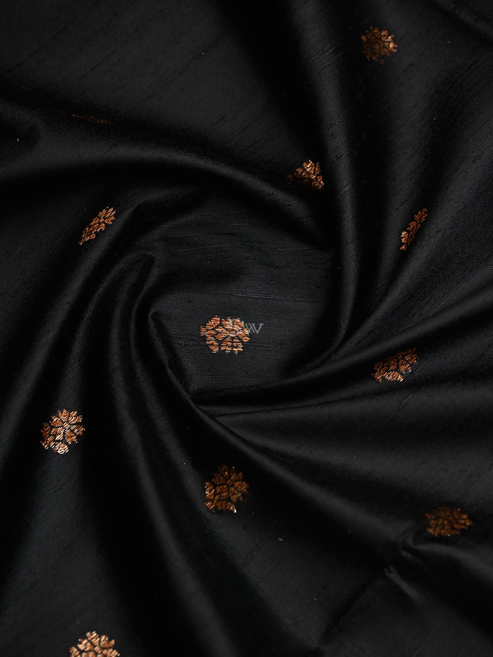 Black Booti Dupion Silk Handloom Banarasi Saree - Sacred Weaves