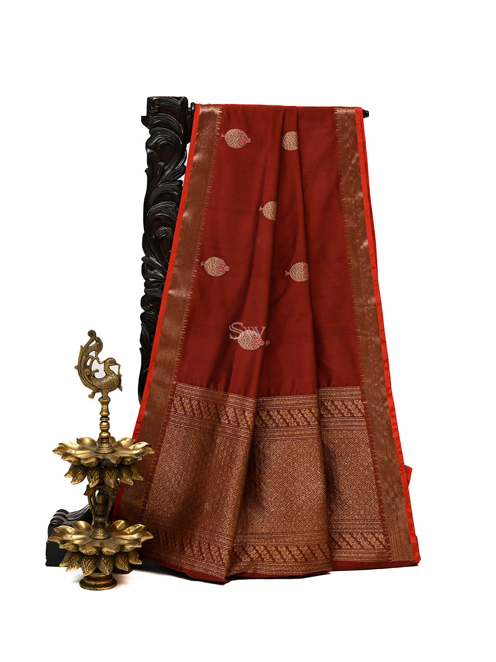 Brown Boota Chanderi Silk Handloom Banarasi Saree