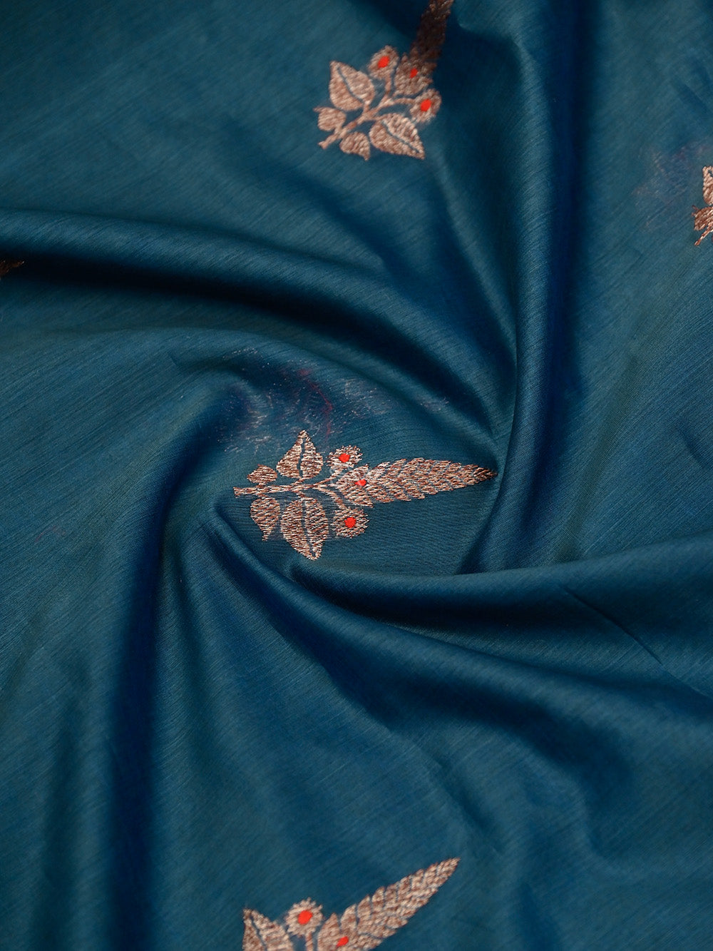 Midnight Blue Boota Chanderi Silk Handloom Banarasi Saree - Sacred Weaves