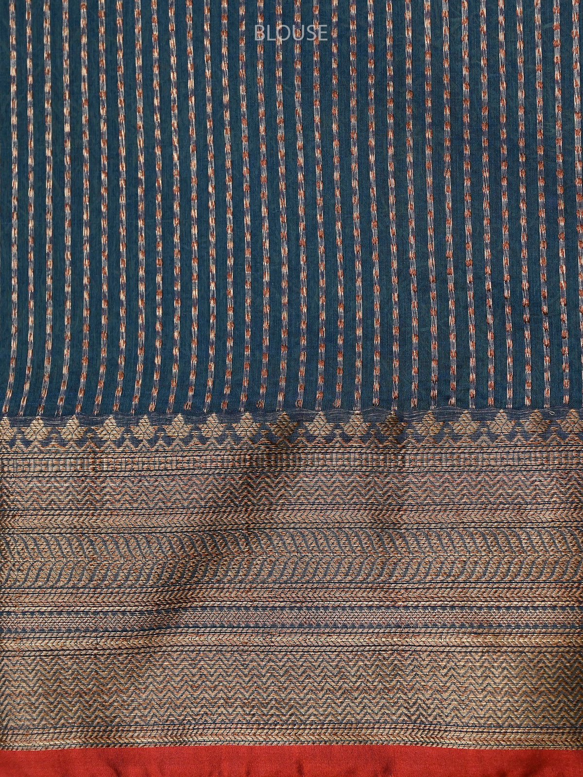Midnight Blue Boota Chanderi Silk Handloom Banarasi Saree - Sacred Weaves