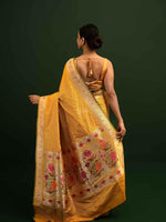 Mustard Paithani Katan Silk Handloom Banarasi Saree - Sacred Weaves