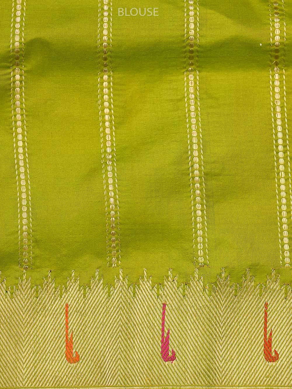Mustard Paithani Katan Silk Handloom Banarasi Saree - Sacred Weaves