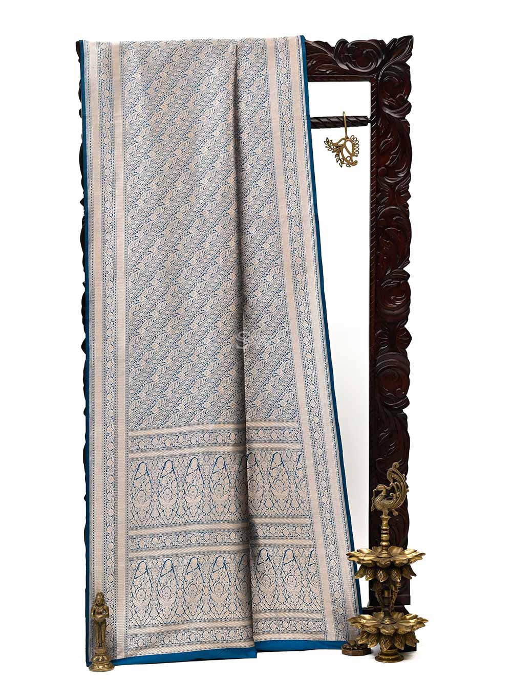 Royal Blue Katan Silk Brocade Handloom Banarasi Saree - Ssacred Weaves