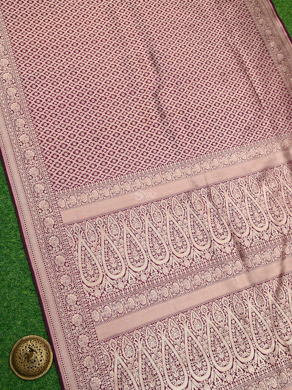 Dark Purple Katan Silk Brocade Handloom Banarasi Saree - Sacred Weaves