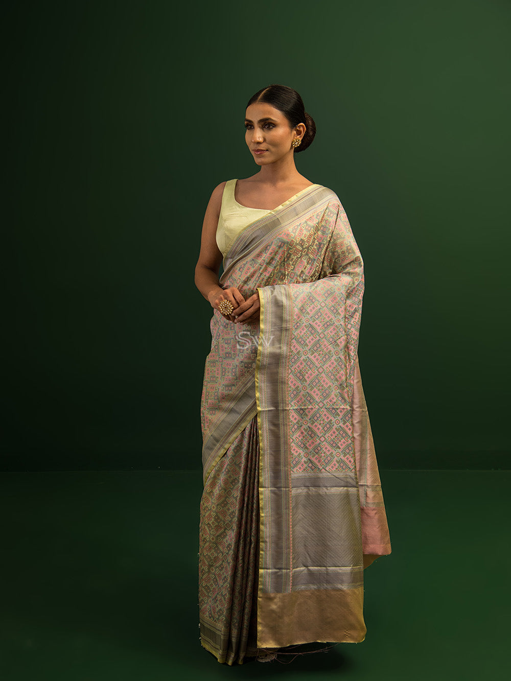 Lime Green Tanchoi Silk Handloom Banarasi Saree - Sacred Weaves