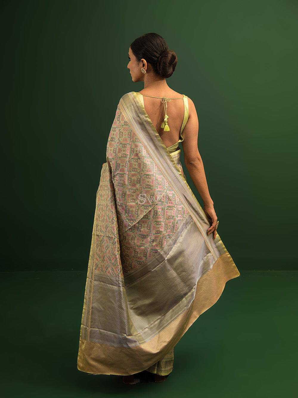 Lime Green Tanchoi Silk Handloom Banarasi Saree - Sacred Weaves