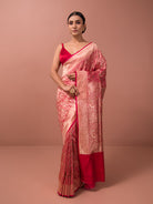 Red Shikargah Katan Silk Handloom Banarasi Saree - Sacred Weaves