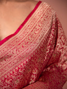Red Shikargah Katan Silk Handloom Banarasi Saree - Sacred Weaves
