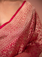 Red Shikargah Katan Silk Handloom Banarasi Saree - Sacred Weaves
