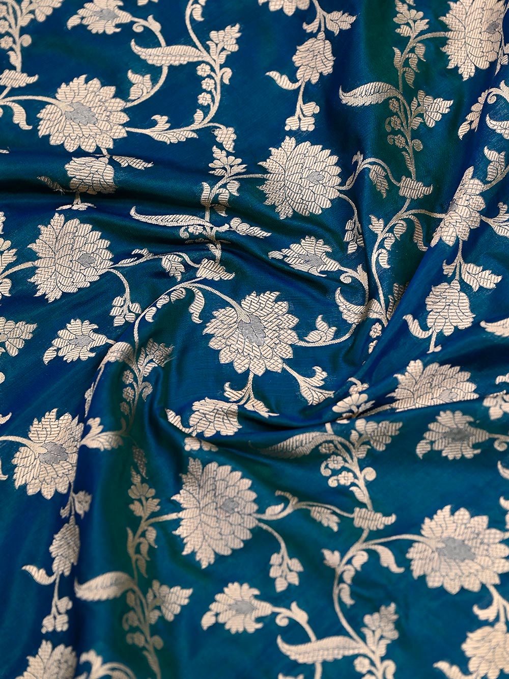 Peacock Green Uppada Katan Silk Handloom Banarasi Saree - Sacred Weaves