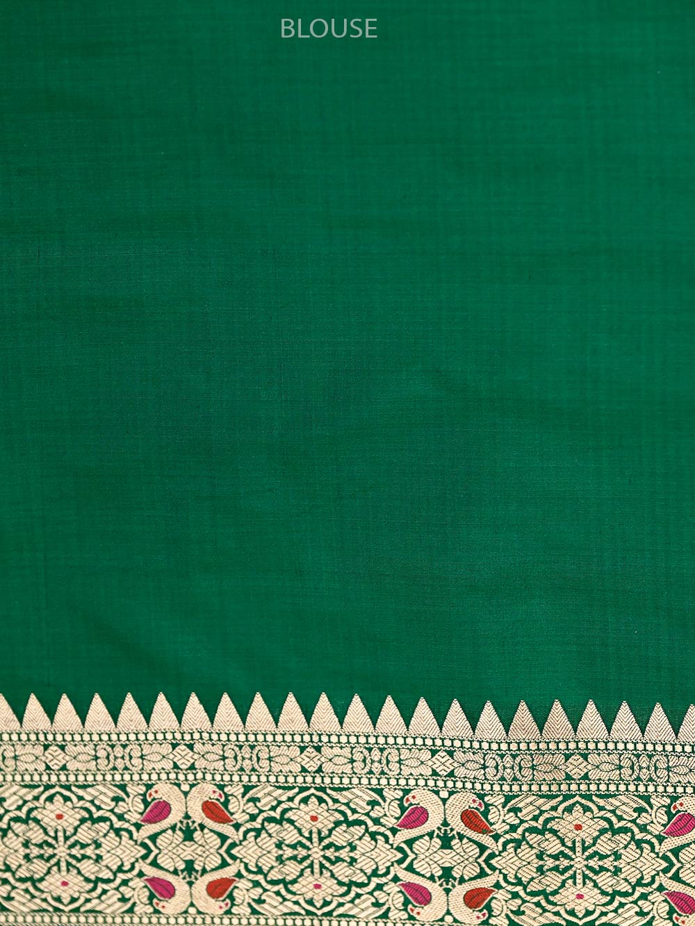 Bottle Green Shikargah Katan Silk Handloom Banarasi Saree - Sacred Weaves