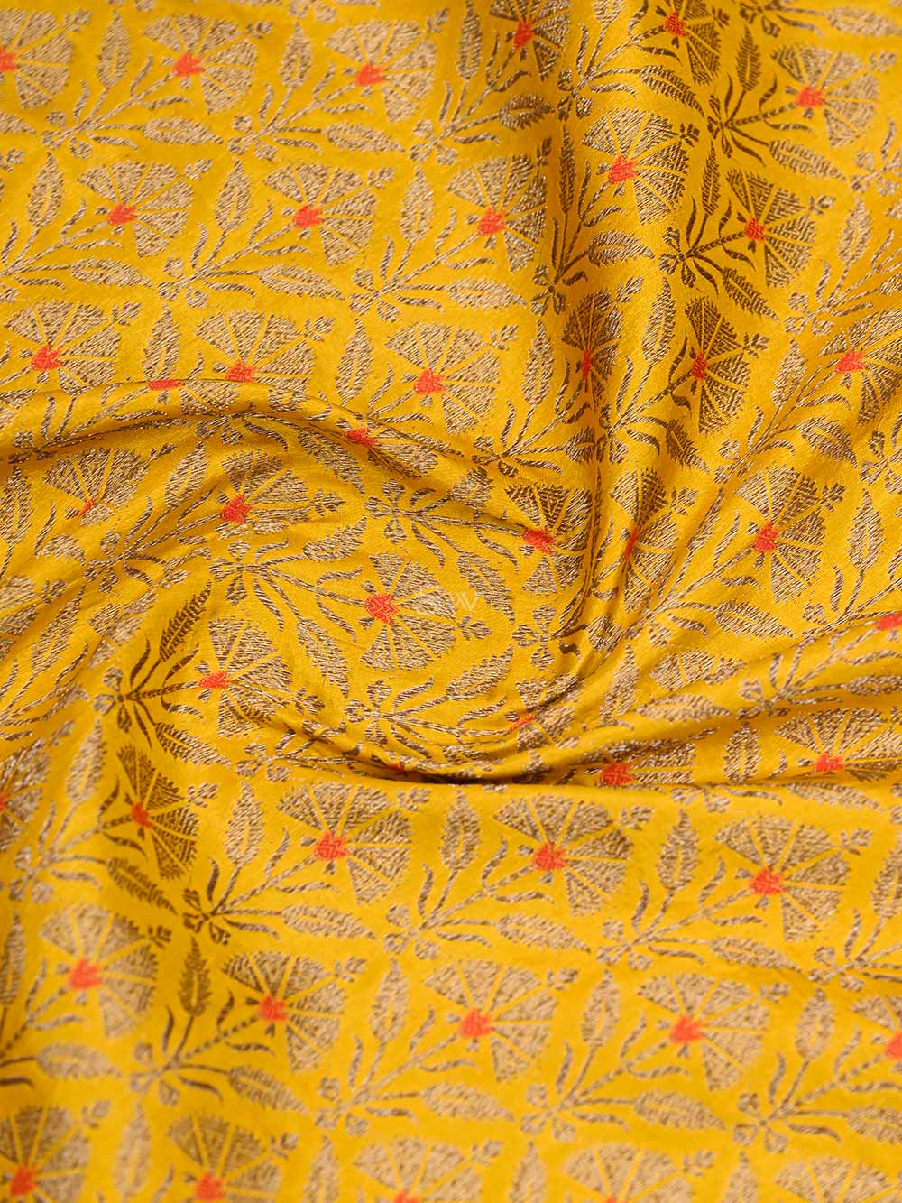 Mustard Katan Silk Brocade Handloom Banarasi Saree - Sacred Weaves