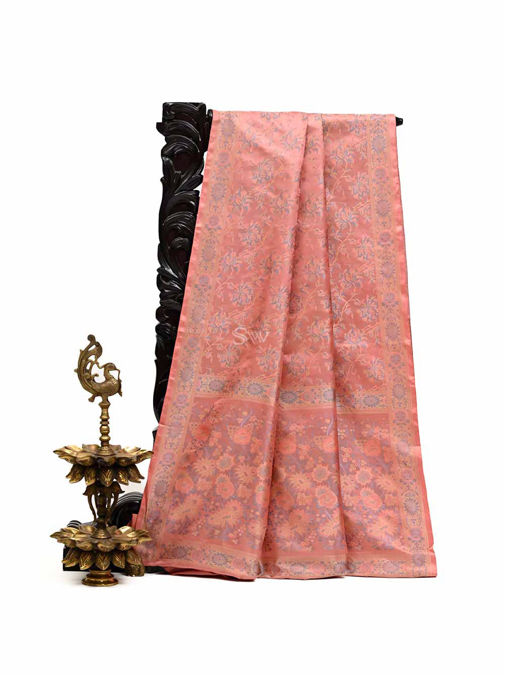 Pastel Pink Tanchoi Silk Handloom Banarasi Saree - Sacred Weaves