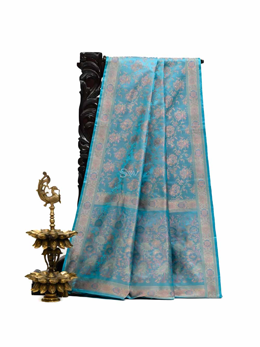 Royal Blue Tanchoi Silk Handloom Banarasi Saree - Sacred Weaves