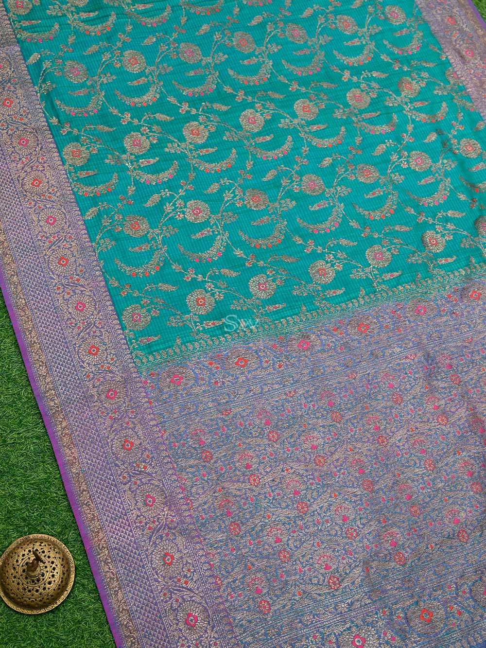 Sea Green Meenakari Jaal Dupion Silk Handloom Banarasi Saree - Sacred Weaves