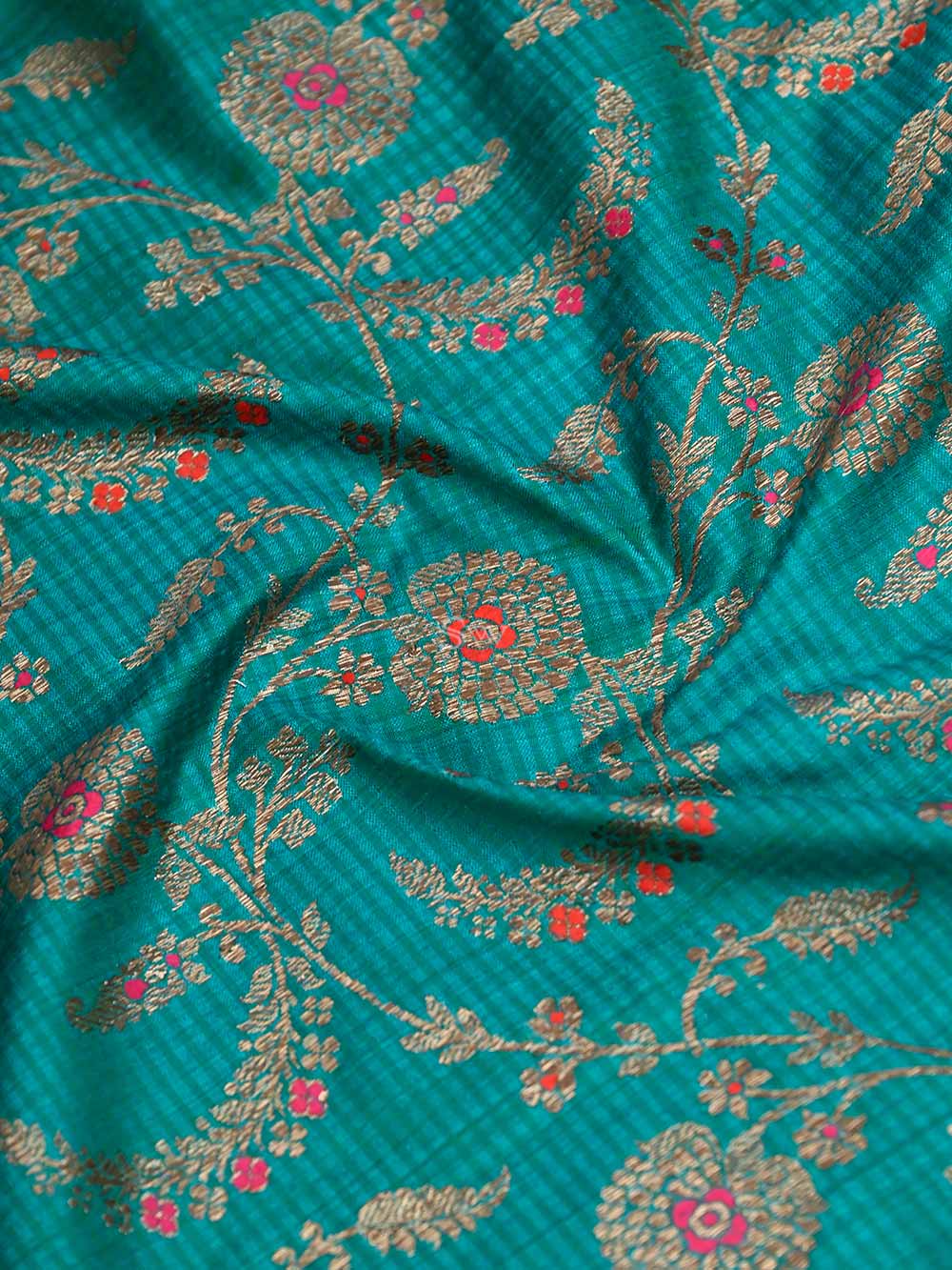 Sea Green Meenakari Jaal Dupion Silk Handloom Banarasi Saree - Sacred Weaves