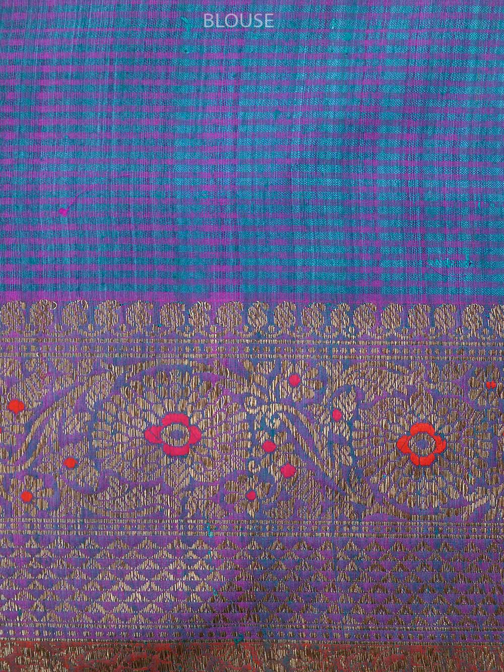 Sea Green Meenakari Jaal Dupion Silk Handloom Banarasi Saree - Sacred Weaves