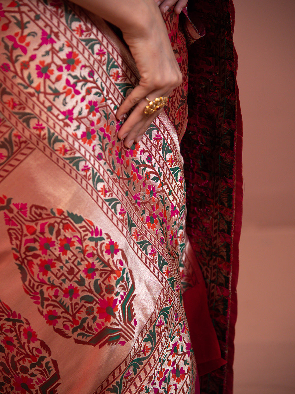 Dark Purple Paithani Katan Silk Handloom Banarasi Saree - Sacred Weaves