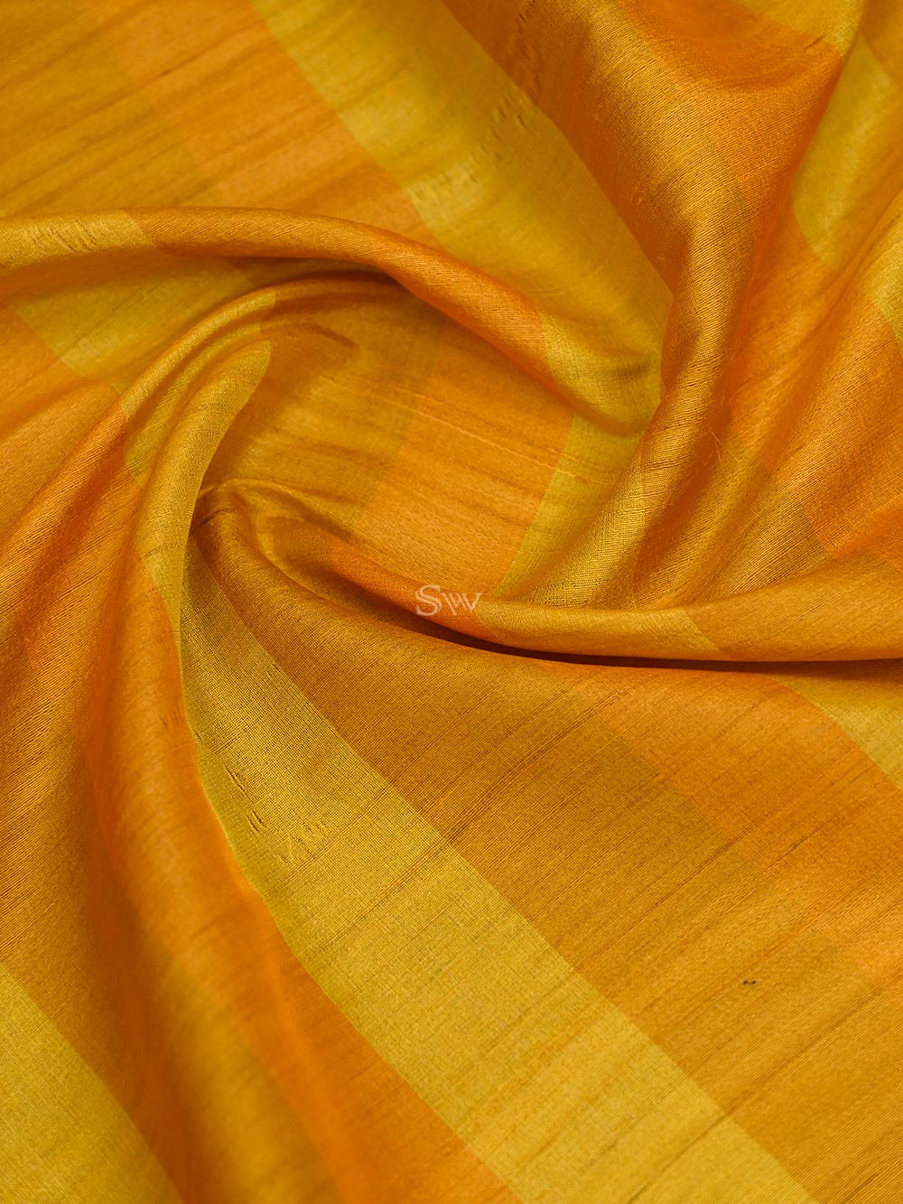 Mustard Orange Tussar Silk Handloom Banarasi Saree - Sacred Weaves