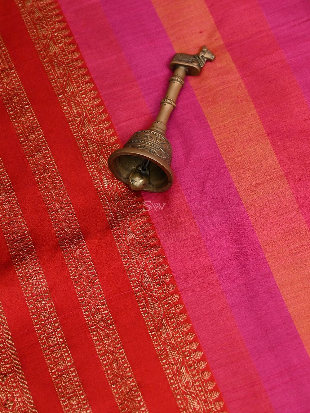 Pink Orange Tussar Silk Handloom Banarasi Saree - Sacred Weaves