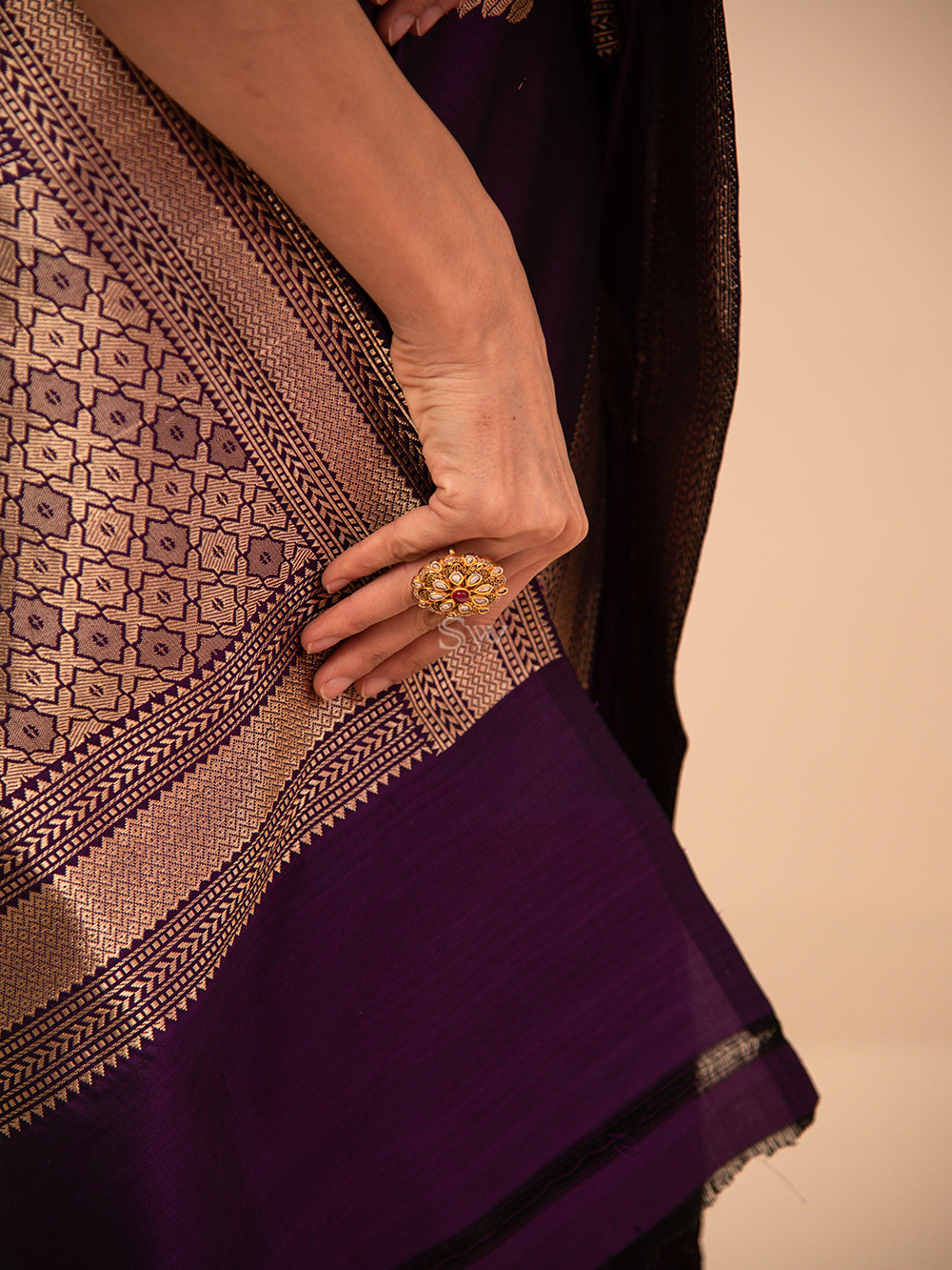 Purple Meenakari Booti Katan Silk Handloom Banarasi Saree - Sacred Weaves