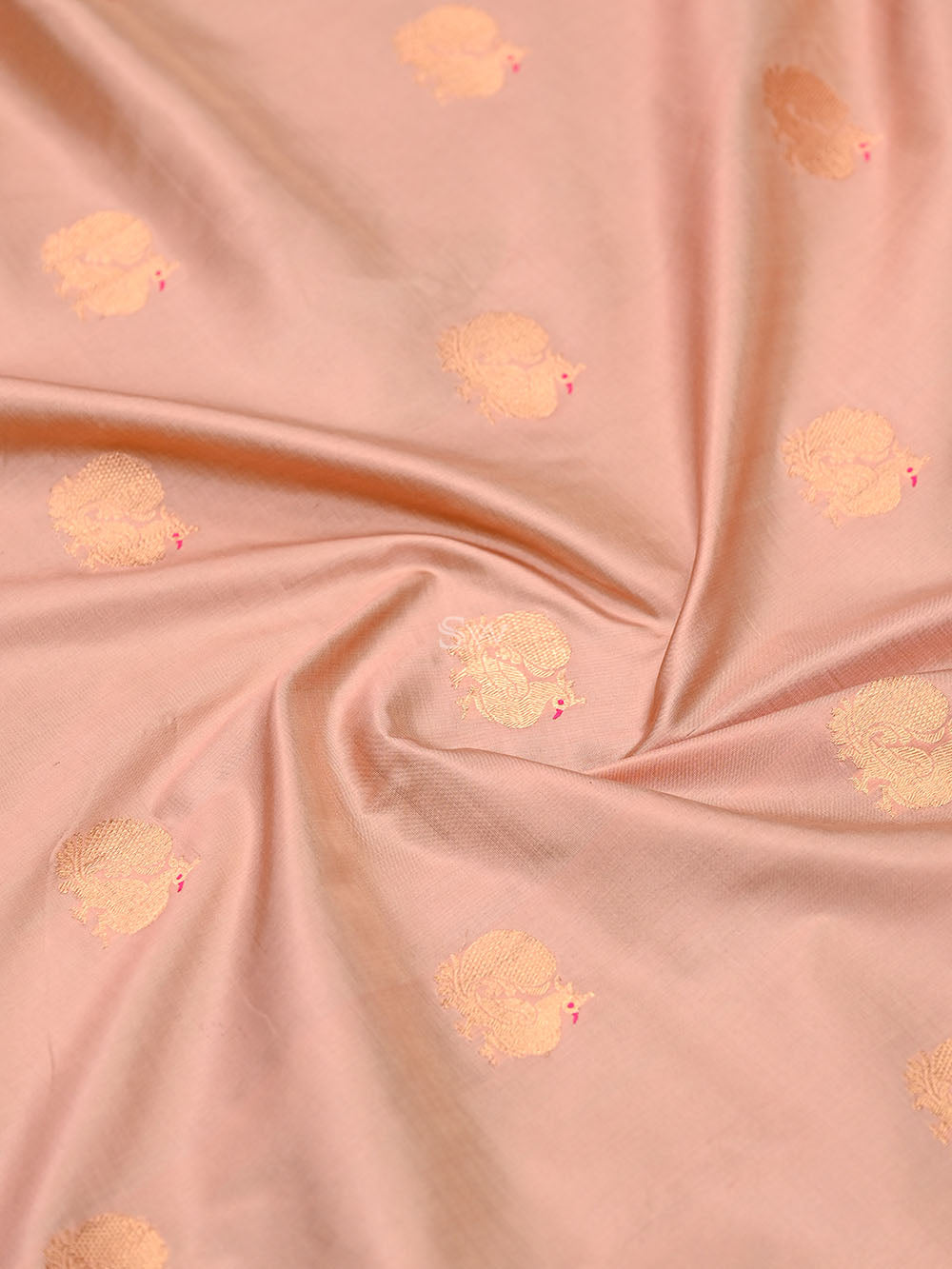 Pastel Pink Shikargah Boota Katan Silk Handloom Banarasi Saree - Sacred Weaves