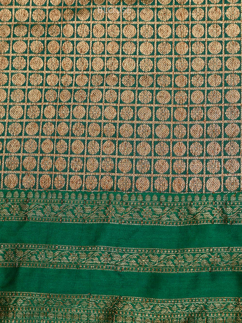 Green Blue Tussar Silk Handloom Banarasi Saree - Sacred Weaves