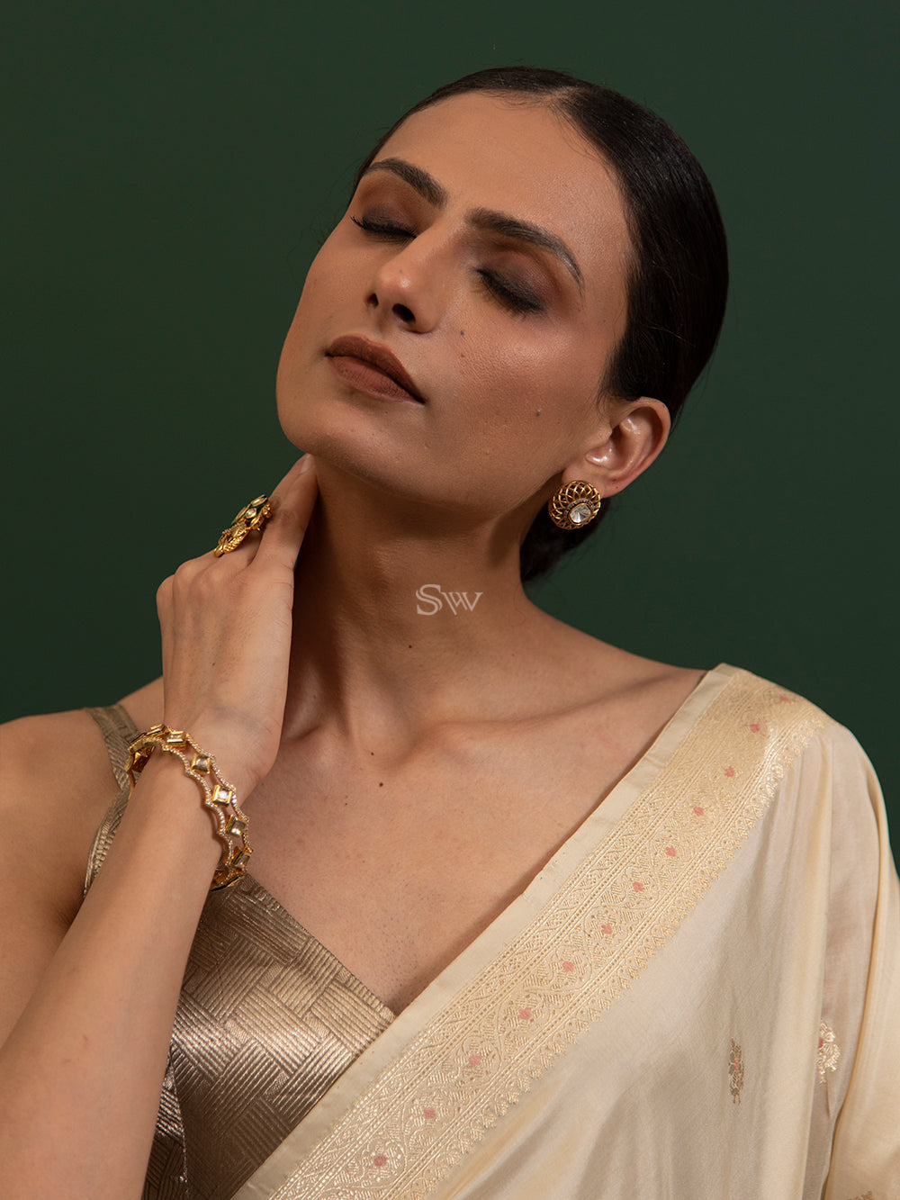 Beige Meenakari Katan Silk Handloom Banarasi Saree - Sacred Weaves